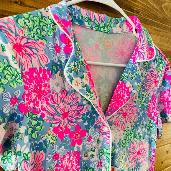 PJ KNIT BUTTON-UP TOP and PANTS MULTI LIL SOIREE ALL DAY Size S XS - Picture 6 of 7